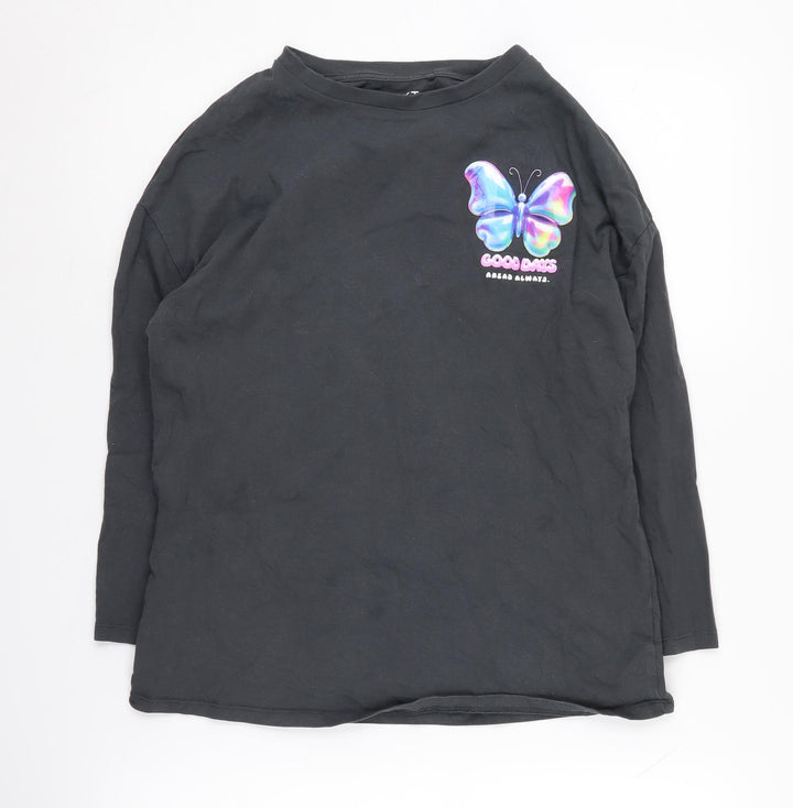 NEXT Girls Black Graphic Long Sleeve T-Shirt 11 Years