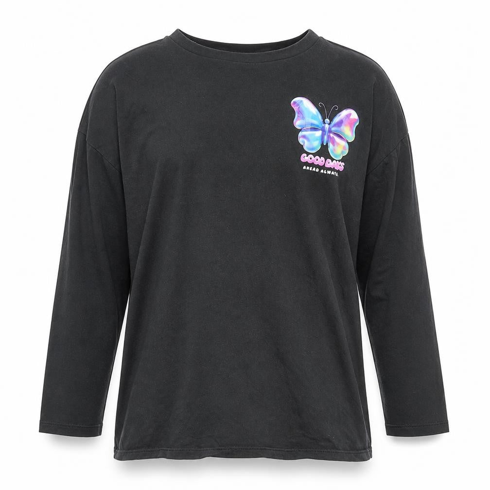 NEXT Girls Black Graphic Long Sleeve T-Shirt 11 Years