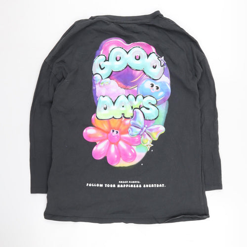 NEXT Girls Black Graphic Long Sleeve T-Shirt 11 Years