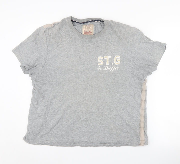 St George by Duffer Grey Unisex L T-Shirt, Classic Casual Fit