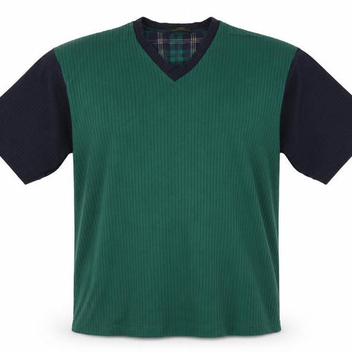 Marks and Spencer Men's Green V-Neck T-Shirt, Size S