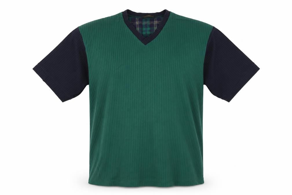 Marks and Spencer Men's Green V-Neck T-Shirt, Size S