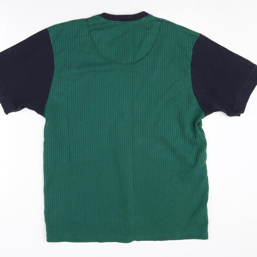 Marks and Spencer Men's Green V-Neck T-Shirt, Size S