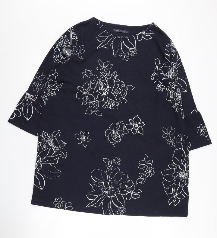 Marks and Spencer Women's Black Floral Pullover Jumper Size 18