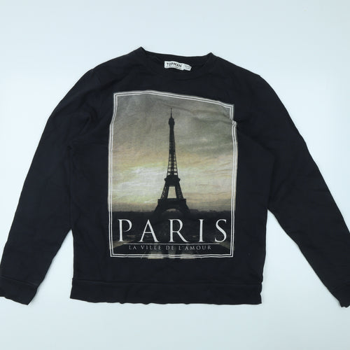 Topman Men's Black Paris Sweatshirt L Pullover