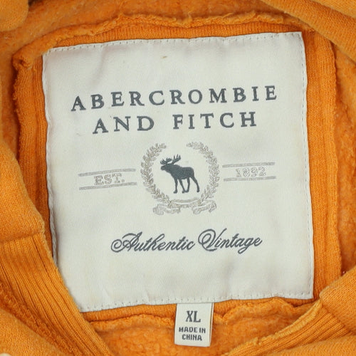 Abercrombie Men’s Orange XL Hoodie, Lightweight Logo
