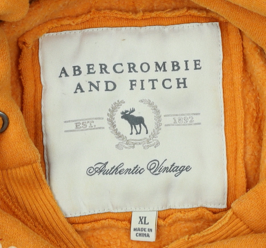 Abercrombie Men’s Orange XL Hoodie, Lightweight Logo