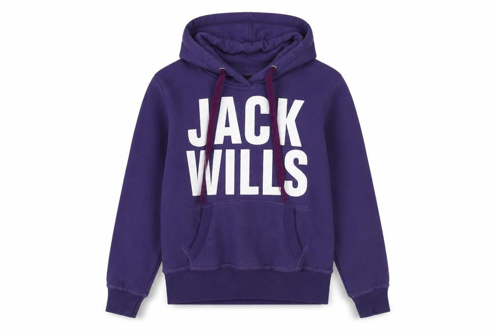 Front view of Jack Wills Women's Purple Pullover Hoodie, M