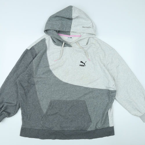 Puma Women's Grey Pullover Hoodie, M, Sporty Casual Style