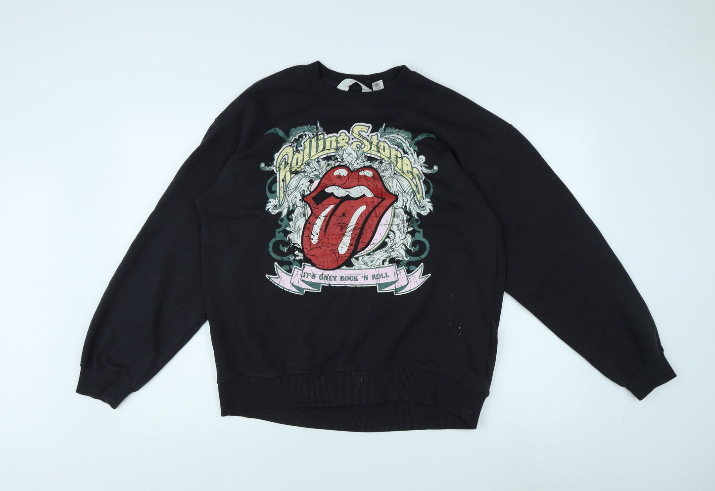 H&M Teens Black Pullover Sweatshirt, Graphic, Size 14