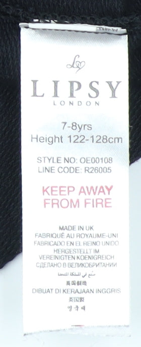 Lipsy London Girls Black Leopard Print Pullover Jumper, Size 7-8