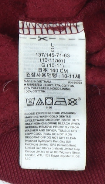 GAP Boys Red Hooded Jacket, Size 10-11 Years, Casual Style