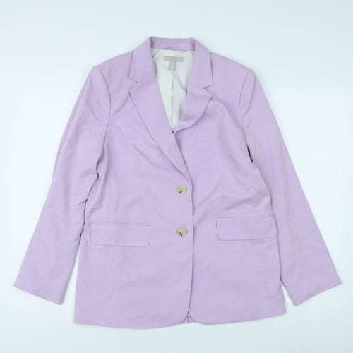 H&M Women's Purple Blazer - Size S, Button Closure