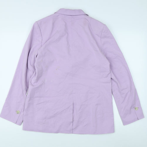 H&M Women's Purple Blazer - Size S, Button Closure
