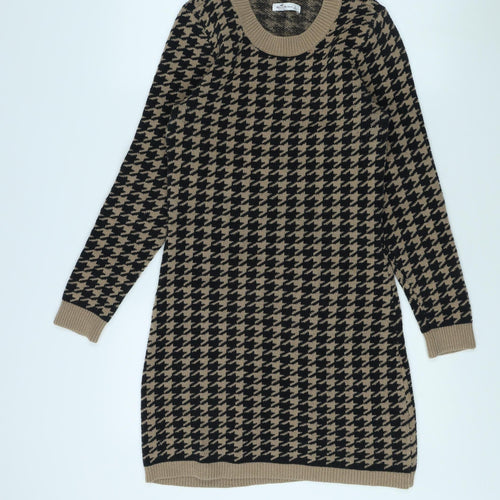 Hollister Women's Beige Black Pullover Jumper L