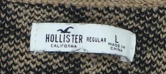 Hollister Women's Beige Black Pullover Jumper L