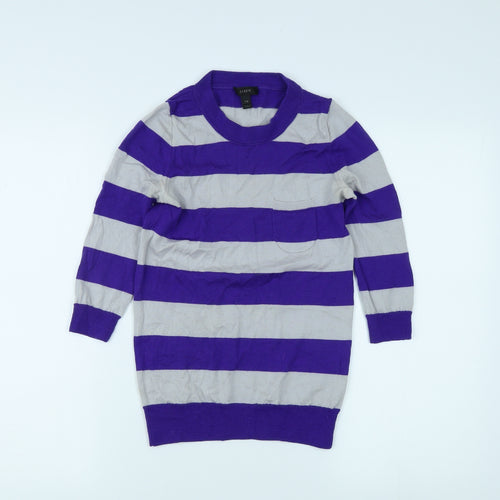 J. Crew Women’s Purple Striped Long Sleeve Top XXS