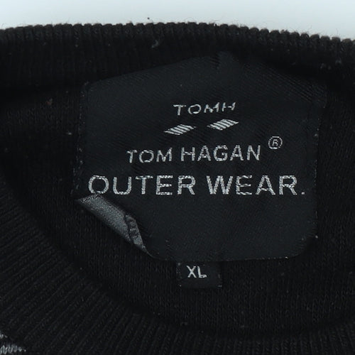 Tom Hagan Men's Black XL Pullover Jumper, Striped Knit