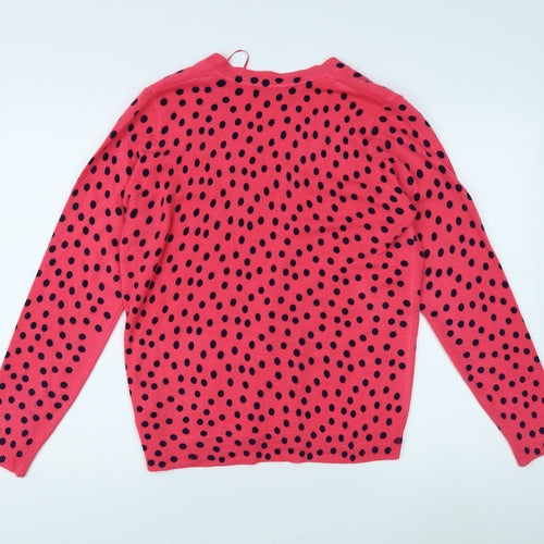Marks and Spencer Pink Polka Dot V-Neck Pullover M