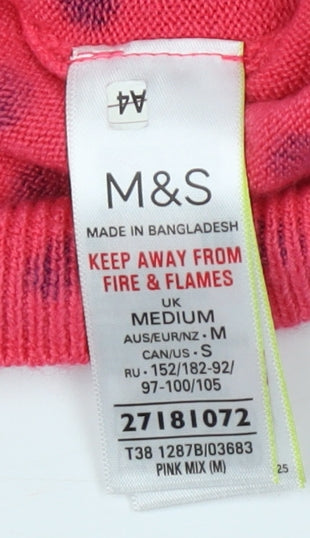 Marks and Spencer Pink Polka Dot V-Neck Pullover M