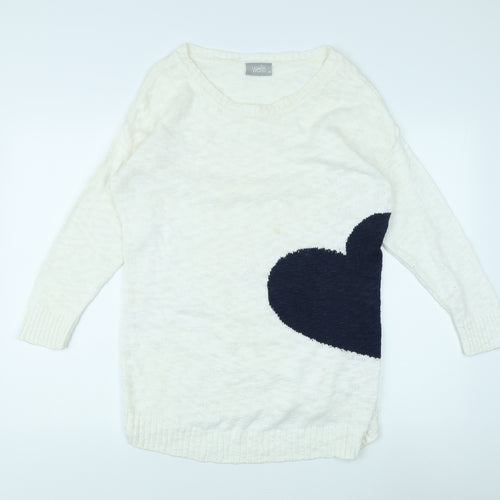 Wallis Women's Ivory Heart Pullover Jumper M