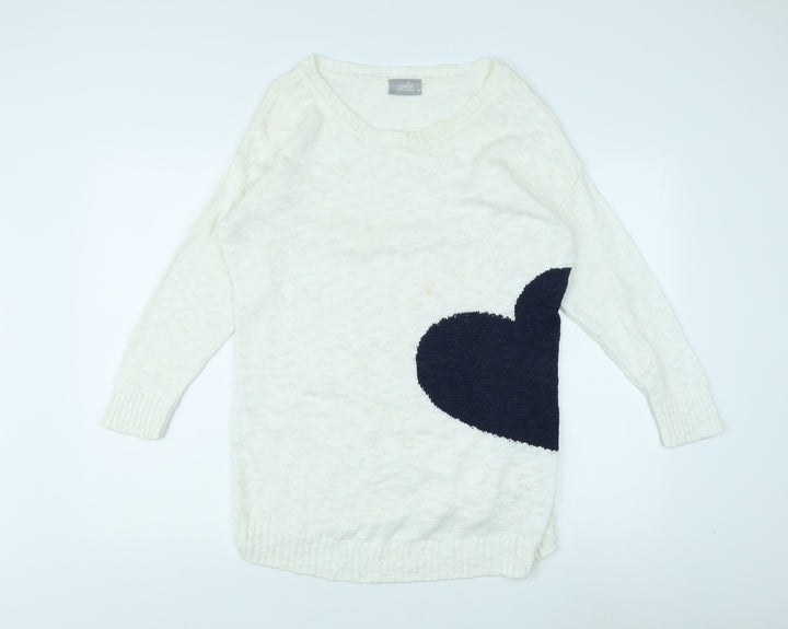 Wallis Women's Ivory Heart Pullover Jumper M