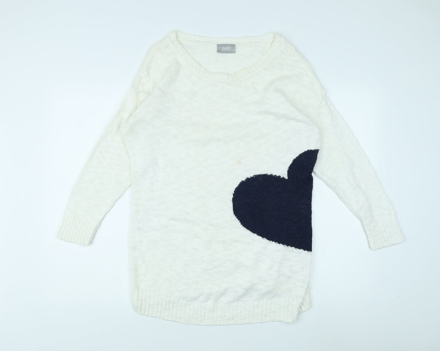 Wallis Women's Ivory Heart Pullover Jumper M