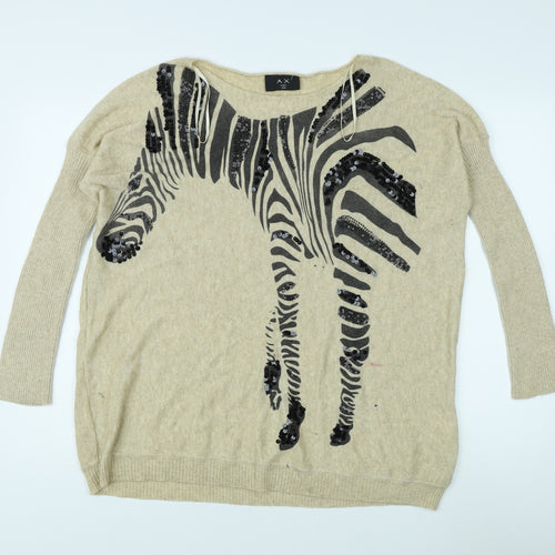 A X Paris Women's Beige Zebra Sequin Jumper S/M