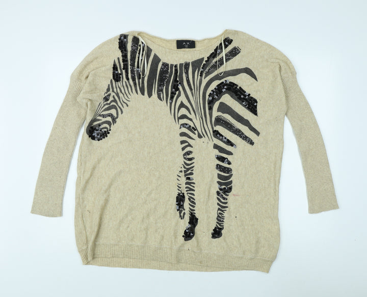 A X Paris Women's Beige Zebra Sequin Jumper S/M