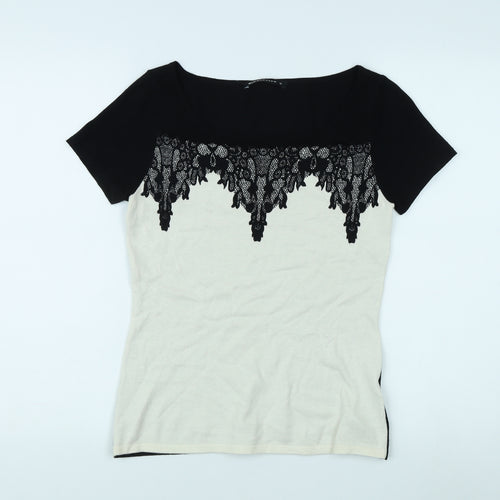 Expresso Women's Black Lace Accent T-Shirt M