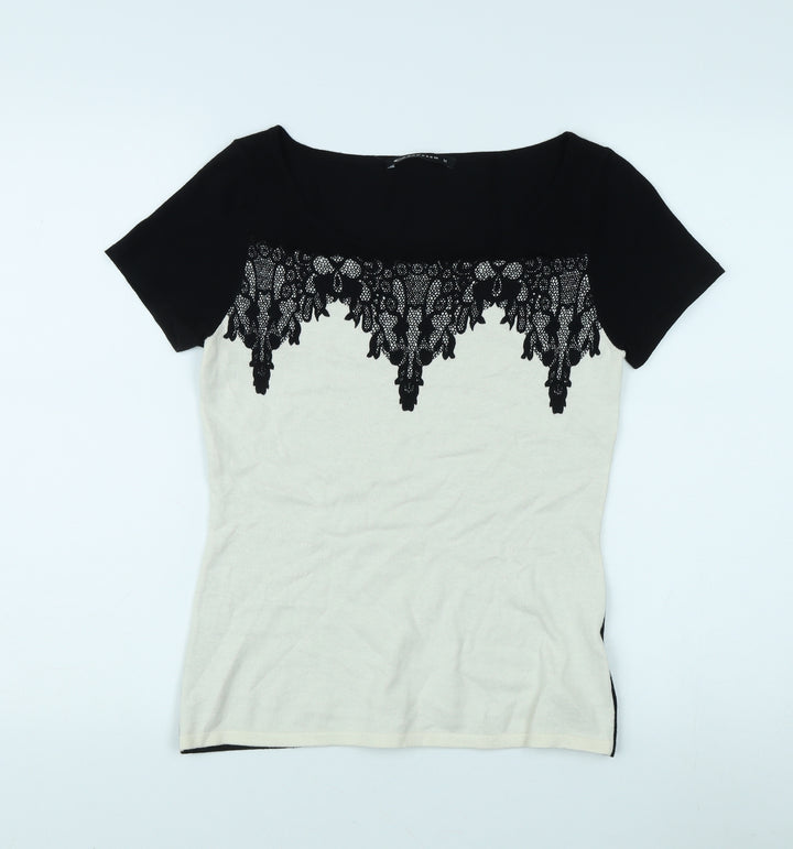 Expresso Women's Black Lace Accent T-Shirt M