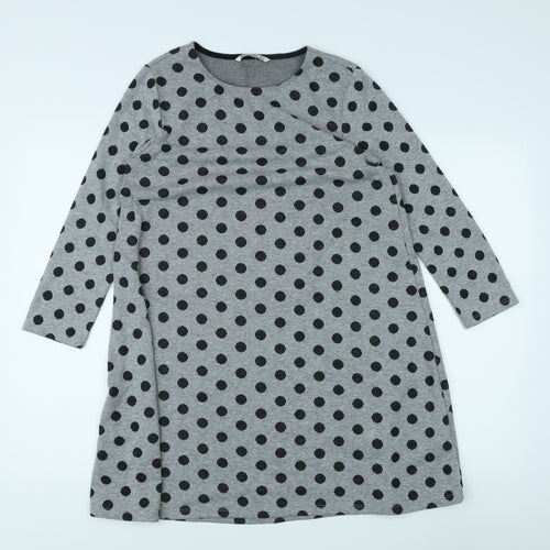 Stradivarius Women's Grey Polka Dot Shift Dress Size 8