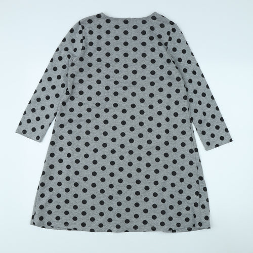 Stradivarius Women's Grey Polka Dot Shift Dress Size 8