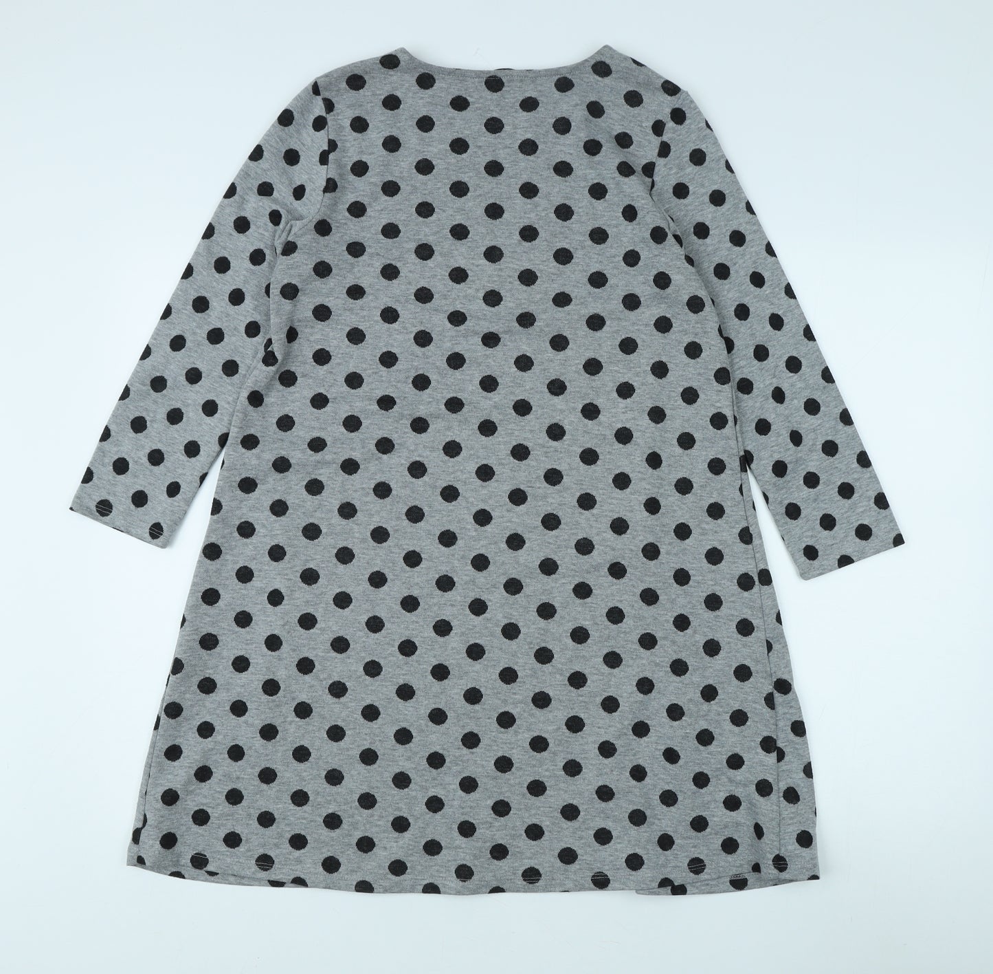 Stradivarius Women's Grey Polka Dot Shift Dress Size 8
