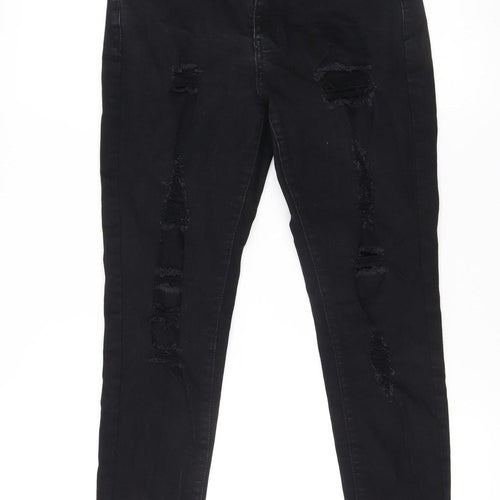 Boohoo Women's Black Distressed Skinny Jeans Size 10