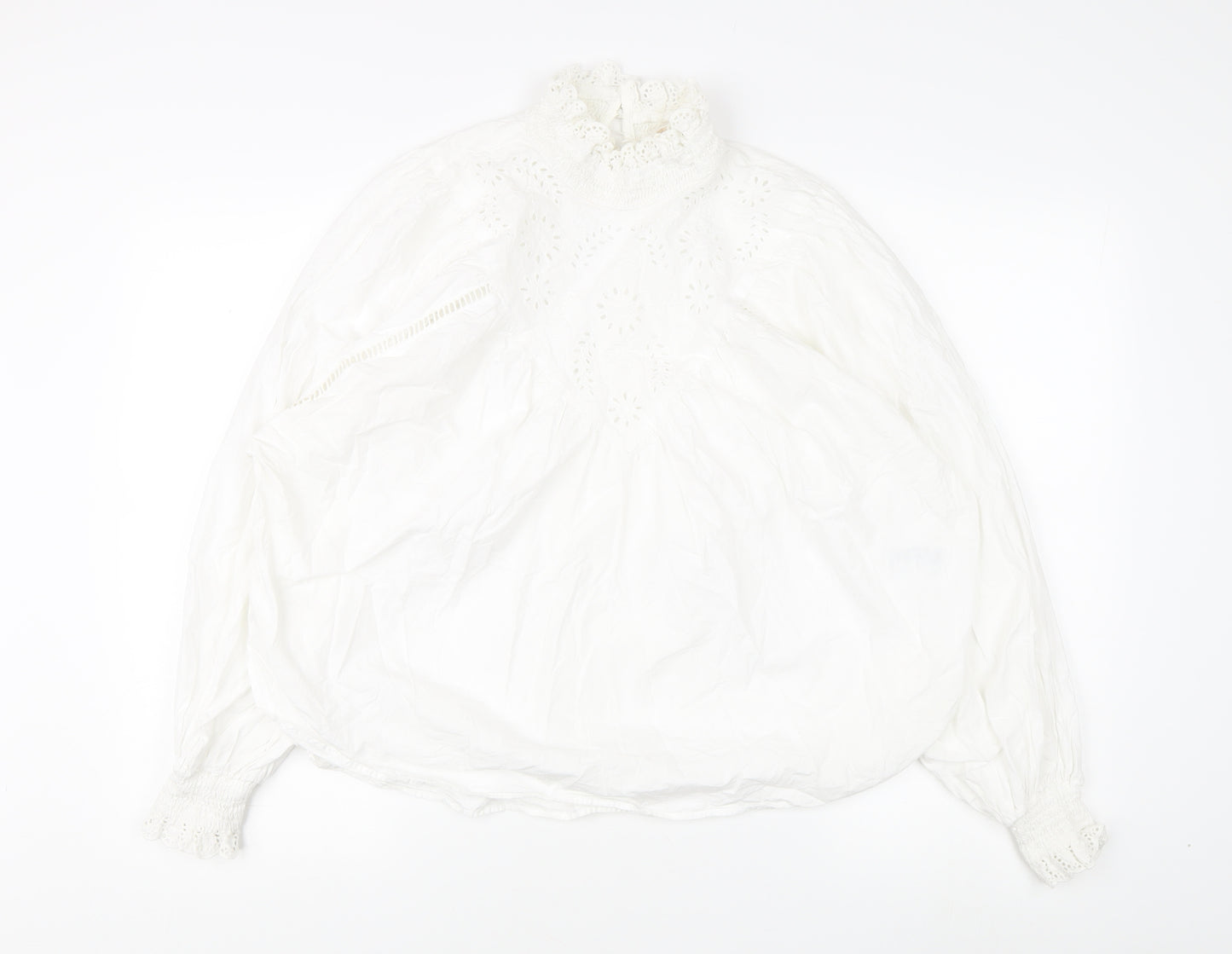 H&M Women's White Embroidered Blouse M