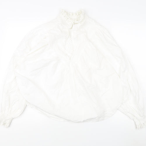H&M Women's White Embroidered Blouse M