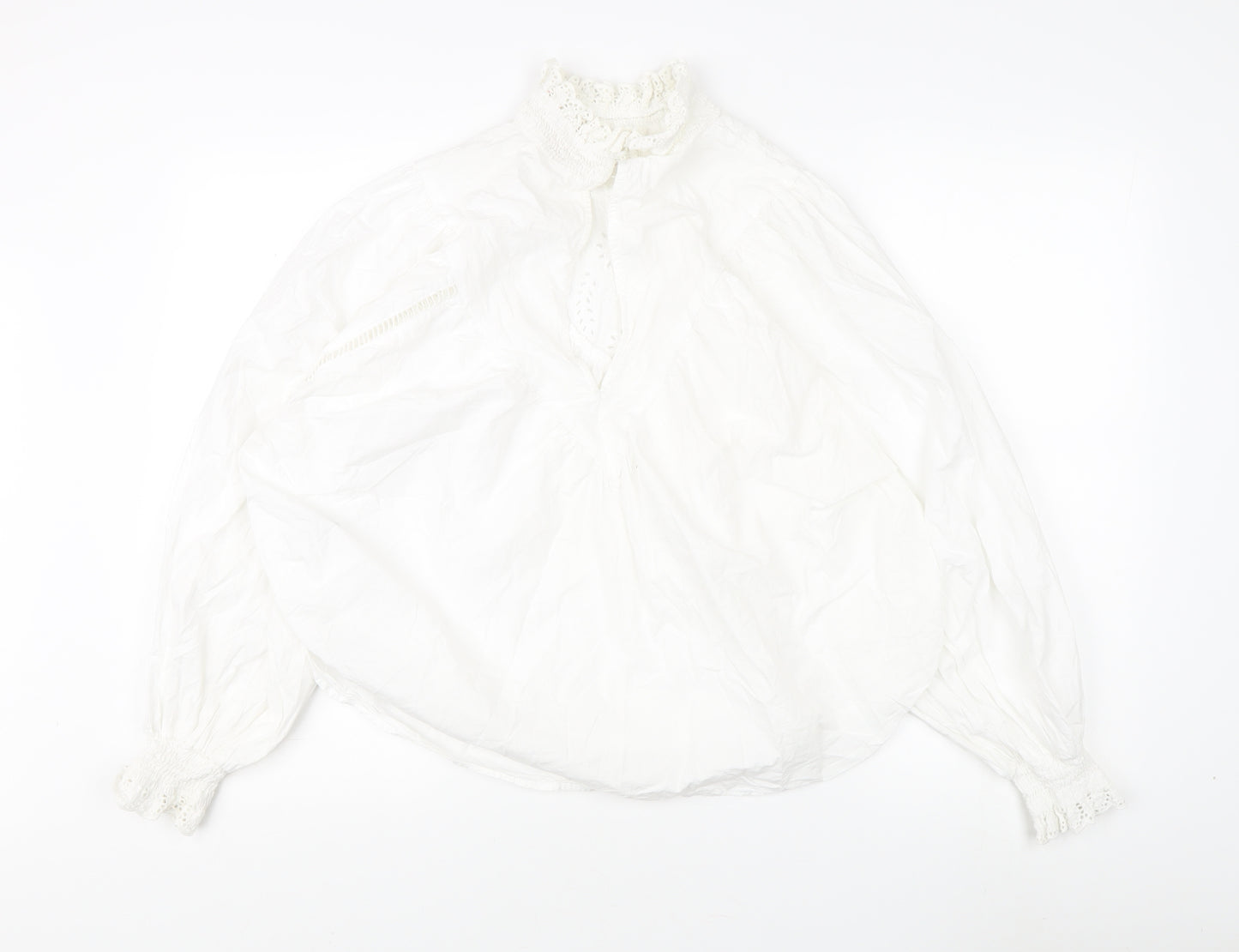 H&M Women's White Embroidered Blouse M