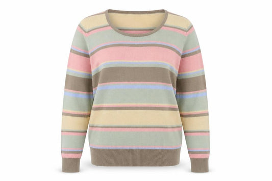 Front view of Damart Women's Multicoloured Striped jumper, size 10/12