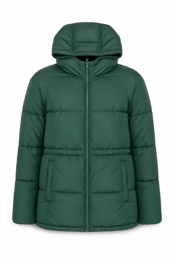 Front view of Hollister Women's Green Puffer Jacket M
