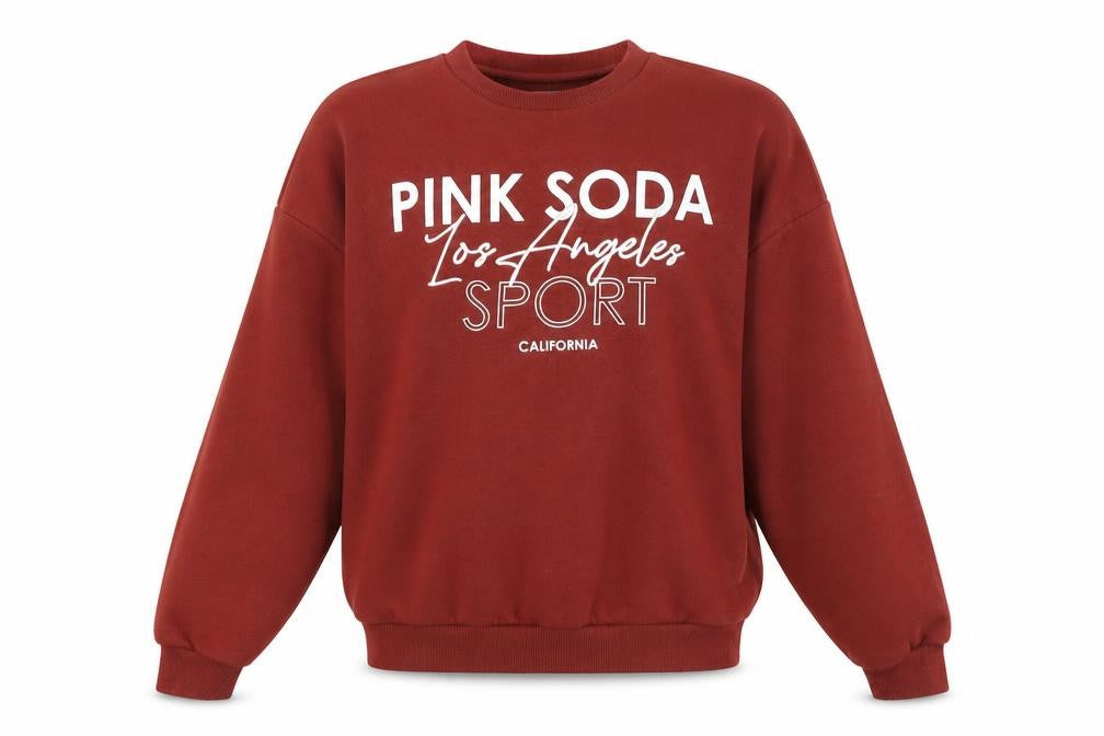 Front view of Pink Soda Sport Women's Red Sweatshirt, size 4