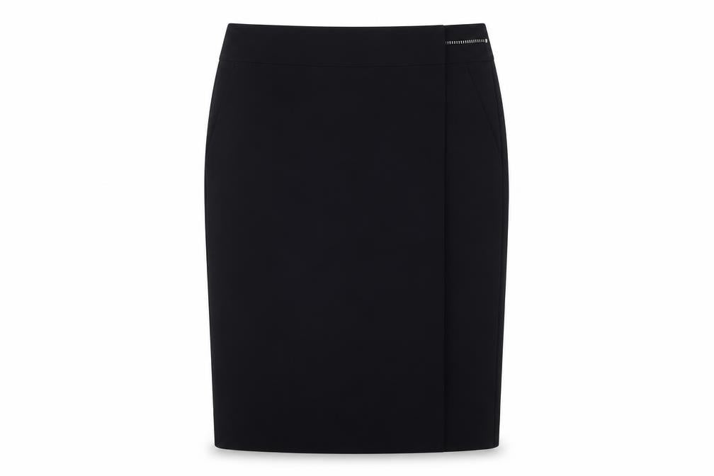Front view of Jigsaw Women's Black Knee-Length Pencil Skirt, size 10