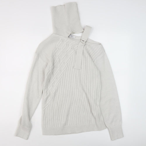 Misslook Women's Ivory Cable-Knit Jumper, Size S