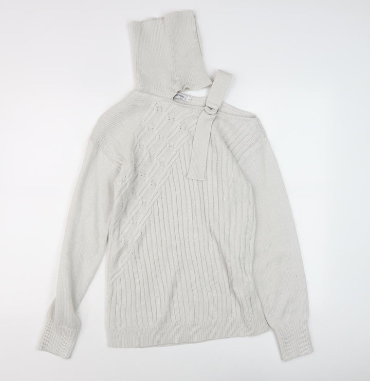 Misslook Women's Ivory Cable-Knit Jumper, Size S