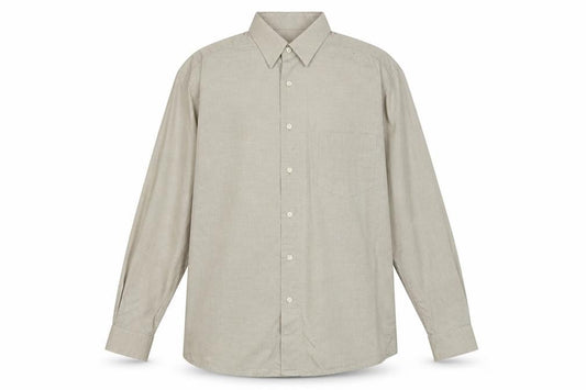 Front view of Hugo Boss Men's Beige Long Sleeve Button-Up Shirt