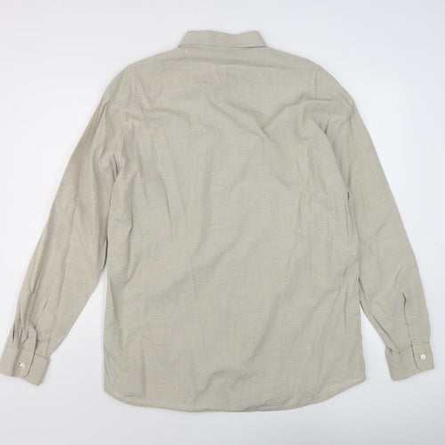 Hugo Boss Men's Beige Long Sleeve Button-Up Shirt