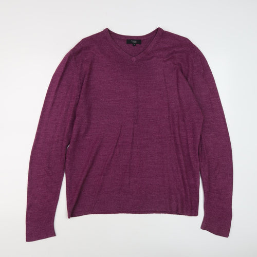 Thomas Nash Men's Purple V-Neck Pullover Jumper S