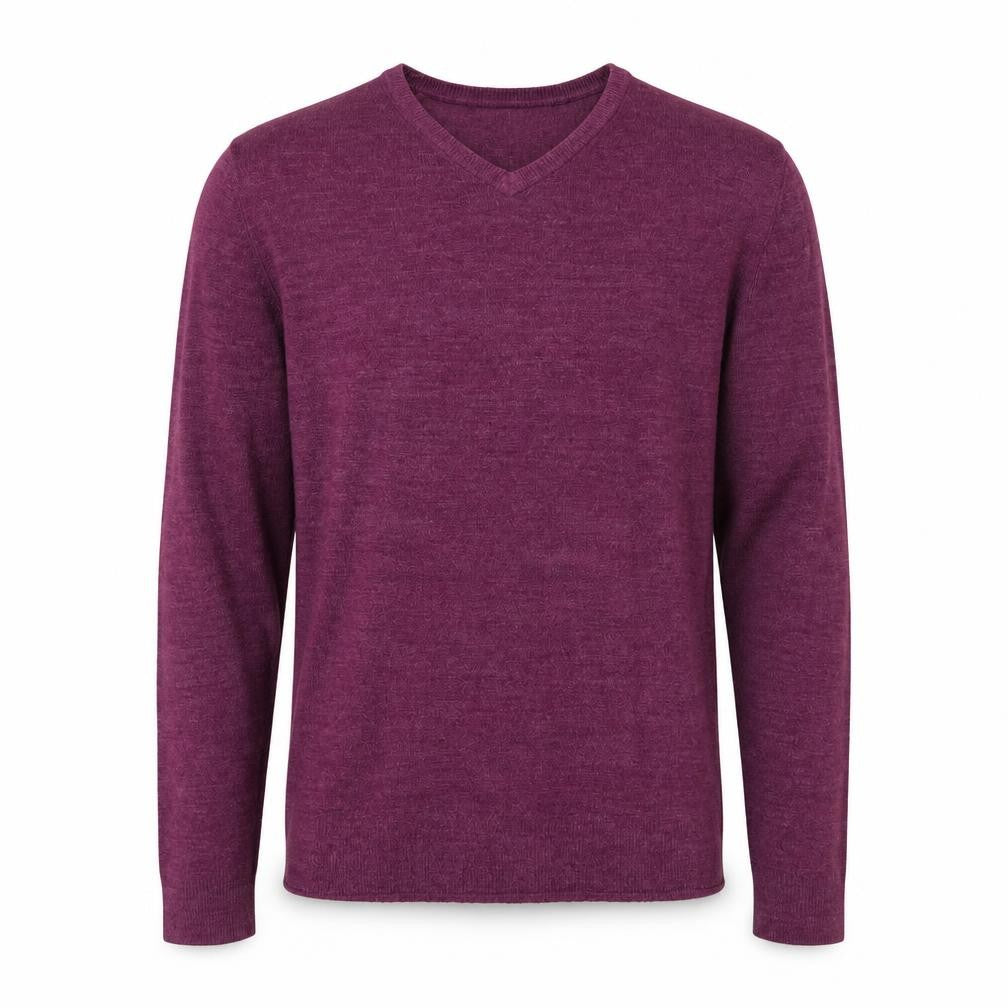 Front view of Thomas Nash Men's Purple V-Neck jumper S