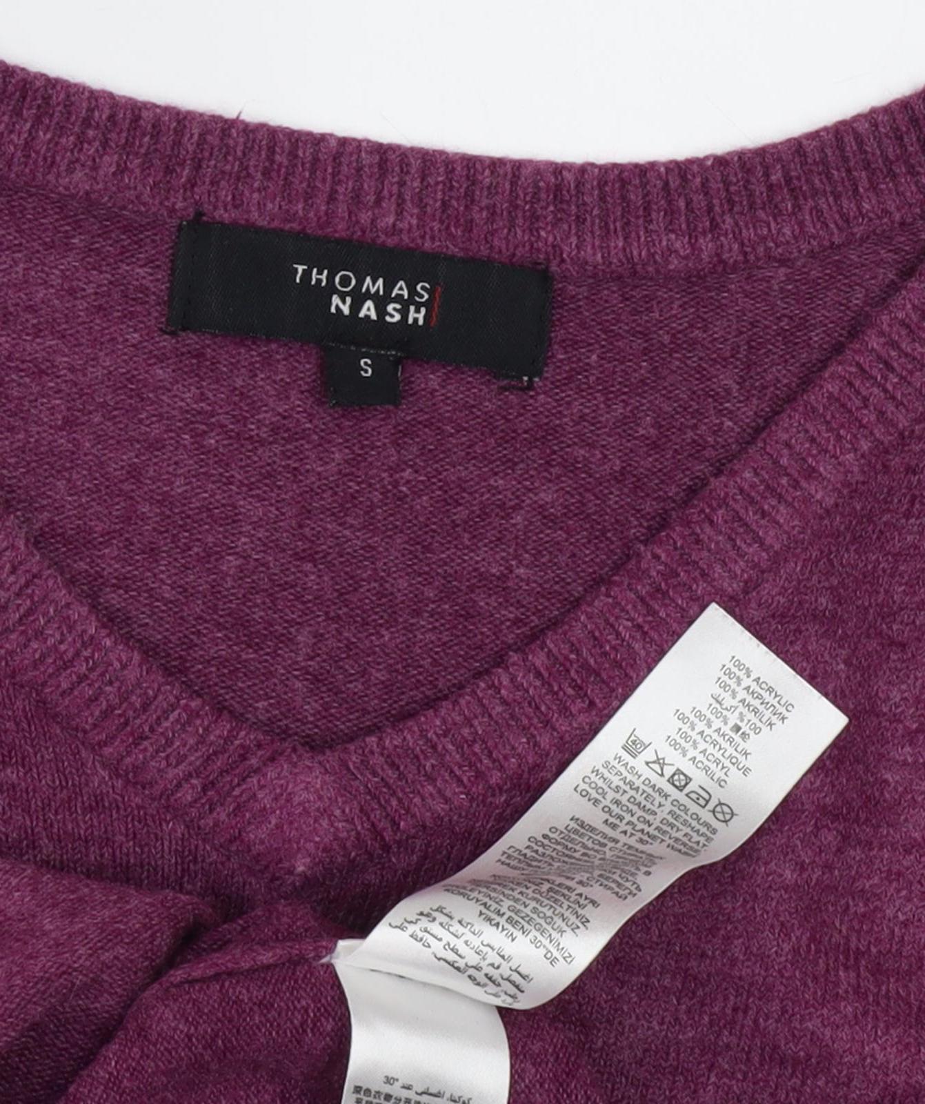 Thomas Nash Men's Purple V-Neck Pullover Jumper S