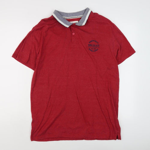 SoulCal & Co Men's Red Polo Shirt, Short Sleeve